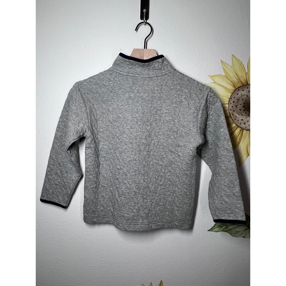 Crewcuts J.Crew Kids Quilted Quarter Zip Pullover Heather Gray Navy S 6 - Picture 3 of 4